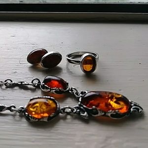 Amber set of 3  Silver .925
